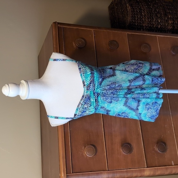 TUMMY SLIMMER Croft and Barrow Tankini Top in Blue and White SZ 8 - Picture 2 of 16